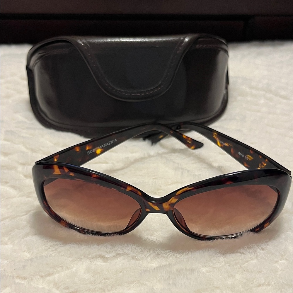 BCBG MaxAzria Fashionista MicrotrendyTortoise Sunglasses with Brown Case